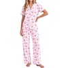 image:imageEkouaer Pajamas for Women Set Button Up Soft Pjs Short Sleeve Lounge Sets  Cute Ruffle SleeveNotch CollarSide PocketsComfy Lightweight FabricIdeal for Daily WearPostpartumPartyPink Bow