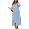 image:imageEkouaer Women Zipper Robe Long Sleeves House Coat Soft Bathrobe Housecoat  Easy ZipUp Bath Robe with Pockets Ultra Soft and Lightweight Fabric CalfLengthAlight Blue