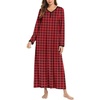 image:imageEkouaer Womens Long Sleeve Nightgown Full Length Sleepwear Long Sleepshirts Henley Sleep Dress  Print Floral Sleep Dress Long Nightgowns Ladies Lounge Dress Soft Floor Length Sleep Shirt Sleep Daily Wear HomeBbredblack Grid
