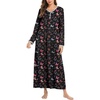 image:imageEkouaer Womens Long Sleeve Nightgown Full Length Sleepwear Long Sleepshirts Henley Sleep Dress  Print Floral Sleep Dress Long Nightgowns Ladies Lounge Dress Soft Floor Length Sleep Shirt Sleep Daily Wear HomeBbbutterfly