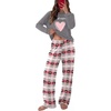 image:imageEkouaer Womens Pajamas Long Sleeve Pjs Soft Loungewear 2 Piece Lounge Sets  Loose Pants with PocketsComfy Fall Winter SleepwearHeart Gray