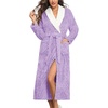 image:imageEkouaer Womens Robes Long Soft Plush Lapel Waem Bathrobe Light Purple XL  Jacquard fabric Color block Shawl collar Long length Plush Fuzzy Fluffy Shaggy Thick Sleepwear Winter Lounge wear