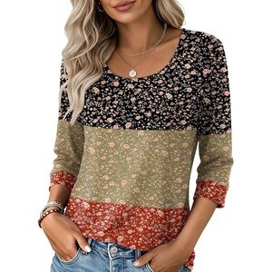 image:imageEkouaer 34 Sleeve Womens Tops Scoop Neck T Shirts 2026 Casual Basic Tees  Casual TopsCute Basic Tops Vacation OutfitsComfy Basic TeesLoose Fit Tops For AllSeason Daily Wearavailable in S3XLFlowersxh553