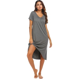 image:imageEkouaer Nightgowns for Women Short Sleeve Night Gowns Plus Size Night Shirt  Loungewear Plus Size Night ShirtSoft Sleep ShirtCasual Night dress for SleepingDaily WearBdark Gray