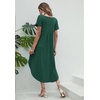 image:imageEkouaer Long Nightgowns for Women V Neck Moo Moos House Dress with Pockets  Short Sleeve Sleep Shirt Side Split Night Shirt Plus Size Lounge Dress Pullover Sleepwear Sleep Casual Daily Wear HomeDark Green