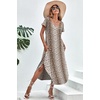 image:imageEkouaer Long Nightgowns for Women V Neck Moo Moos House Dress with Pockets  Short Sleeve Sleep Shirt Side Split Night Shirt Plus Size Lounge Dress Pullover Sleepwear Sleep Casual Daily Wear HomeBrown Leopard