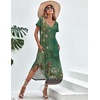 image:imageEkouaer Long Nightgowns for Women V Neck Moo Moos House Dress with Pockets  Short Sleeve Sleep Shirt Side Split Night Shirt Plus Size Lounge Dress Pullover Sleepwear Sleep Casual Daily Wear HomeGreen Floral
