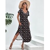 image:imageEkouaer Long Nightgowns for Women V Neck Moo Moos House Dress with Pockets  Short Sleeve Sleep Shirt Side Split Night Shirt Plus Size Lounge Dress Pullover Sleepwear Sleep Casual Daily Wear HomeBlack Floral