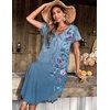 image:imageEkouaer Long Nightgowns for Women V Neck Moo Moos House Dress with Pockets  Short Sleeve Sleep Shirt Side Split Night Shirt Plus Size Lounge Dress Pullover Sleepwear Sleep Casual Daily Wear HomeSky Blue Floral