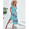 image:imageEkouaer Long Nightgowns for Women V Neck Moo Moos House Dress with Pockets  Short Sleeve Sleep Shirt Side Split Night Shirt Plus Size Lounge Dress Pullover Sleepwear Sleep Casual Daily Wear HomeFlower Blue