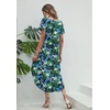 image:imageEkouaer Long Nightgowns for Women V Neck Moo Moos House Dress with Pockets  Short Sleeve Sleep Shirt Side Split Night Shirt Plus Size Lounge Dress Pullover Sleepwear Sleep Casual Daily Wear HomeDark Green Floral