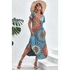 image:imageEkouaer Long Nightgowns for Women V Neck Moo Moos House Dress with Pockets  Short Sleeve Sleep Shirt Side Split Night Shirt Plus Size Lounge Dress Pullover Sleepwear Sleep Casual Daily Wear HomeBlue Circle