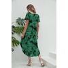 image:imageEkouaer Long Nightgowns for Women V Neck Moo Moos House Dress with Pockets  Short Sleeve Sleep Shirt Side Split Night Shirt Plus Size Lounge Dress Pullover Sleepwear Sleep Casual Daily Wear HomeGreen Leaf