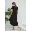 image:imageEkouaer Long Nightgowns for Women V Neck Moo Moos House Dress with Pockets  Short Sleeve Sleep Shirt Side Split Night Shirt Plus Size Lounge Dress Pullover Sleepwear Sleep Casual Daily Wear HomeBlack