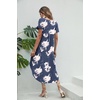 image:imageEkouaer Long Nightgowns for Women V Neck Moo Moos House Dress with Pockets  Short Sleeve Sleep Shirt Side Split Night Shirt Plus Size Lounge Dress Pullover Sleepwear Sleep Casual Daily Wear HomeBlue Tie Dye