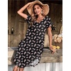 image:imageEkouaer Long Nightgowns for Women V Neck Moo Moos House Dress with Pockets  Short Sleeve Sleep Shirt Side Split Night Shirt Plus Size Lounge Dress Pullover Sleepwear Sleep Casual Daily Wear HomeBlack Floral