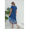 image:imageEkouaer Long Nightgowns for Women V Neck Moo Moos House Dress with Pockets  Short Sleeve Sleep Shirt Side Split Night Shirt Plus Size Lounge Dress Pullover Sleepwear Sleep Casual Daily Wear HomeBlue Positioned Circle