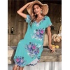 image:imageEkouaer Long Nightgowns for Women V Neck Moo Moos House Dress with Pockets  Short Sleeve Sleep Shirt Side Split Night Shirt Plus Size Lounge Dress Pullover Sleepwear Sleep Casual Daily Wear HomeFlower Blue