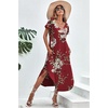 image:imageEkouaer Long Nightgowns for Women V Neck Moo Moos House Dress with Pockets  Short Sleeve Sleep Shirt Side Split Night Shirt Plus Size Lounge Dress Pullover Sleepwear Sleep Casual Daily Wear HomeWine Red Floral