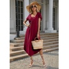 image:imageEkouaer Long Nightgowns for Women with Pockets Short Sleeves House Dresses  Pleated Moomoo Dresses Crew Neck Casual Maxi Dress Full Length Loungewear Plus Size Night Gowns for Casual TimeCherry Red