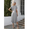 image:imageEkouaer Long Nightgowns for Women with Pockets Short Sleeves House Dresses  Pleated Moomoo Dresses Crew Neck Casual Maxi Dress Full Length Loungewear Plus Size Night Gowns for Casual TimeLight Grey