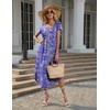 image:imageEkouaer Long Nightgowns for Women with Pockets Short Sleeves House Dresses  Pleated Moomoo Dresses Crew Neck Casual Maxi Dress Full Length Loungewear Plus Size Night Gowns for Casual TimePurple Flower
