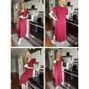 image:imageEkouaer Long Nightgowns for Women with Pockets Short Sleeves House Dresses  Pleated Moomoo Dresses Crew Neck Casual Maxi Dress Full Length Loungewear Plus Size Night Gowns for Casual TimeCherry Red