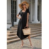 image:imageEkouaer Long Nightgowns for Women with Pockets Short Sleeves House Dresses  Pleated Moomoo Dresses Crew Neck Casual Maxi Dress Full Length Loungewear Plus Size Night Gowns for Casual TimeBlack