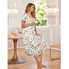 image:imageEkouaer Long Nightgowns for Women with Pockets Short Sleeves House Dresses  Pleated Moomoo Dresses Crew Neck Casual Maxi Dress Full Length Loungewear Plus Size Night Gowns for Casual TimeWhite Flowers