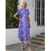 image:imageEkouaer Long Nightgowns for Women with Pockets Short Sleeves House Dresses  Pleated Moomoo Dresses Crew Neck Casual Maxi Dress Full Length Loungewear Plus Size Night Gowns for Casual TimePurple Flower