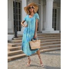 image:imageEkouaer Long Nightgowns for Women with Pockets Short Sleeves House Dresses  Pleated Moomoo Dresses Crew Neck Casual Maxi Dress Full Length Loungewear Plus Size Night Gowns for Casual TimeTeal Tiedye