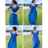 image:imageEkouaer Long Nightgowns for Women with Pockets Short Sleeves House Dresses  Pleated Moomoo Dresses Crew Neck Casual Maxi Dress Full Length Loungewear Plus Size Night Gowns for Casual TimeNavy