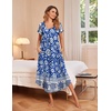 image:imageEkouaer Long Nightgowns for Women with Pockets Short Sleeves House Dresses  Pleated Moomoo Dresses Crew Neck Casual Maxi Dress Full Length Loungewear Plus Size Night Gowns for Casual TimeBohemian Blue