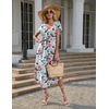 image:imageEkouaer Long Nightgowns for Women with Pockets Short Sleeves House Dresses  Pleated Moomoo Dresses Crew Neck Casual Maxi Dress Full Length Loungewear Plus Size Night Gowns for Casual TimeGreen Flower