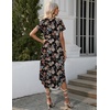 image:imageEkouaer Long Nightgowns for Women with Pockets Short Sleeves House Dresses  Pleated Moomoo Dresses Crew Neck Casual Maxi Dress Full Length Loungewear Plus Size Night Gowns for Casual TimeBlack Blue Flowers