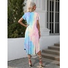 image:imageEkouaer Long Nightgowns for Women with Pockets Short Sleeves House Dresses  Pleated Moomoo Dresses Crew Neck Casual Maxi Dress Full Length Loungewear Plus Size Night Gowns for Casual TimePink Tiedye