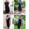 image:imageEkouaer Long Nightgowns for Women with Pockets Short Sleeves House Dresses  Pleated Moomoo Dresses Crew Neck Casual Maxi Dress Full Length Loungewear Plus Size Night Gowns for Casual TimeBlack