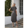 image:imageEkouaer Long Nightgowns for Women with Pockets Short Sleeves House Dresses  Pleated Moomoo Dresses Crew Neck Casual Maxi Dress Full Length Loungewear Plus Size Night Gowns for Casual TimeDrak Grey