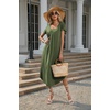 image:imageEkouaer Long Nightgowns for Women with Pockets Short Sleeves House Dresses  Pleated Moomoo Dresses Crew Neck Casual Maxi Dress Full Length Loungewear Plus Size Night Gowns for Casual TimeArmy Green