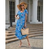image:imageEkouaer Long Nightgowns for Women with Pockets Short Sleeves House Dresses  Pleated Moomoo Dresses Crew Neck Casual Maxi Dress Full Length Loungewear Plus Size Night Gowns for Casual TimeBlue Flowers