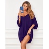 image:imageEkouaer Nightgowns for Women Deep V Neck Sleep Shirt Oversized Night Shirt  Short Sleeve Sleep Dress Plus Size Sleepwear Sexy Boyfriend Loungewear Ladies Soft Night Dress Home Daily Wear SeasidePurple
