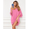 image:imageEkouaer Nightgowns for Women Deep V Neck Sleep Shirt Oversized Night Shirt  Short Sleeve Sleep Dress Plus Size Sleepwear Sexy Boyfriend Loungewear Ladies Soft Night Dress Home Daily Wear SeasideLight Pink