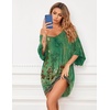 image:imageEkouaer Nightgowns for Women Deep V Neck Sleep Shirt Oversized Night Shirt  Short Sleeve Sleep Dress Plus Size Sleepwear Sexy Boyfriend Loungewear Ladies Soft Night Dress Home Daily Wear SeasideGreen Flower