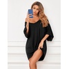 image:imageEkouaer Nightgowns for Women Deep V Neck Sleep Shirt Oversized Night Shirt  Short Sleeve Sleep Dress Plus Size Sleepwear Sexy Boyfriend Loungewear Ladies Soft Night Dress Home Daily Wear SeasideBlack