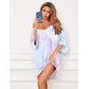 image:imageEkouaer Nightgowns for Women Deep V Neck Sleep Shirt Oversized Night Shirt  Short Sleeve Sleep Dress Plus Size Sleepwear Sexy Boyfriend Loungewear Ladies Soft Night Dress Home Daily Wear SeasideBlue Purple Tie Dye