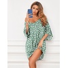 image:imageEkouaer Nightgowns for Women Deep V Neck Sleep Shirt Oversized Night Shirt  Short Sleeve Sleep Dress Plus Size Sleepwear Sexy Boyfriend Loungewear Ladies Soft Night Dress Home Daily Wear SeasideGreen White Flower