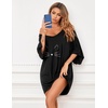 image:imageEkouaer Nightgowns for Women Deep V Neck Sleep Shirt Oversized Night Shirt  Short Sleeve Sleep Dress Plus Size Sleepwear Sexy Boyfriend Loungewear Ladies Soft Night Dress Home Daily Wear SeasideBlack Cat