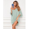 image:imageEkouaer Nightgowns for Women Deep V Neck Sleep Shirt Oversized Night Shirt  Short Sleeve Sleep Dress Plus Size Sleepwear Sexy Boyfriend Loungewear Ladies Soft Night Dress Home Daily Wear SeasideLight Green