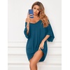 image:imageEkouaer Nightgowns for Women Deep V Neck Sleep Shirt Oversized Night Shirt  Short Sleeve Sleep Dress Plus Size Sleepwear Sexy Boyfriend Loungewear Ladies Soft Night Dress Home Daily Wear SeasideBlue Green