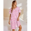 image:imageEkouaer Nightgowns for Women House Dress with Pockets Snap Front House Coat  Duster Mumu Dress Short Sleeve Moo Moos Plus Size Sleepwear Casual Lounge Dress Labor Delivery Gown Daily Wear HomePink Floral